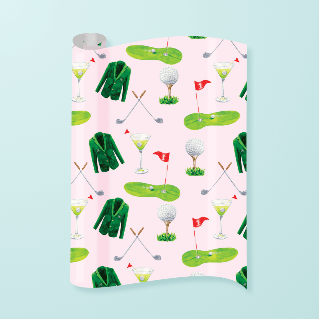 Golf & Cocktails Pattern Gift Wrap - themonogram manor 
