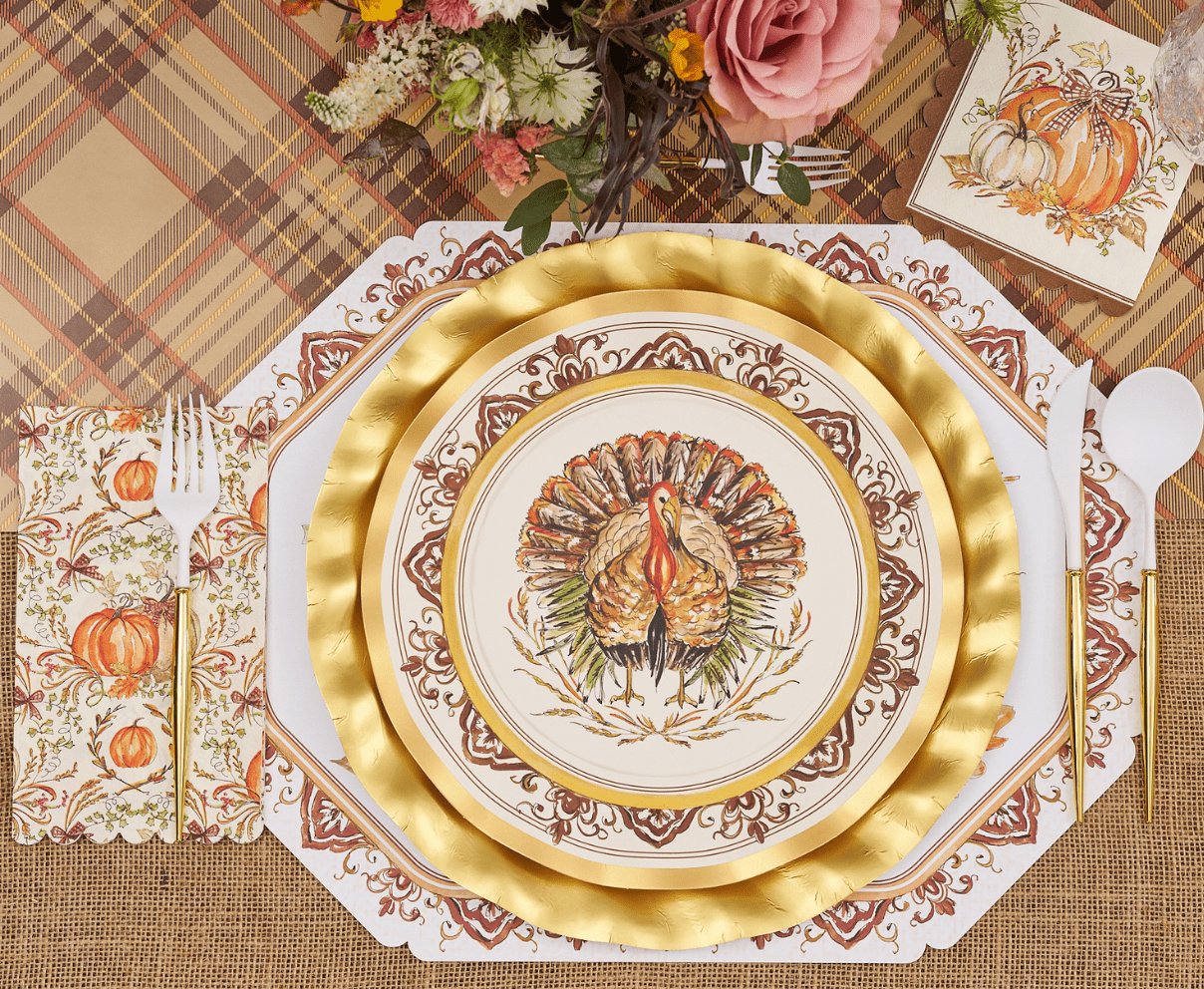 Turkey & Gourds Dinner Plates/8pk - themonogram manor 