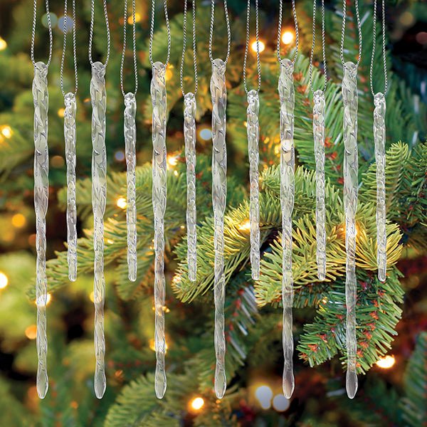 Clear Glass Icicles Set Of 24 Ornament - themonogram manor 
