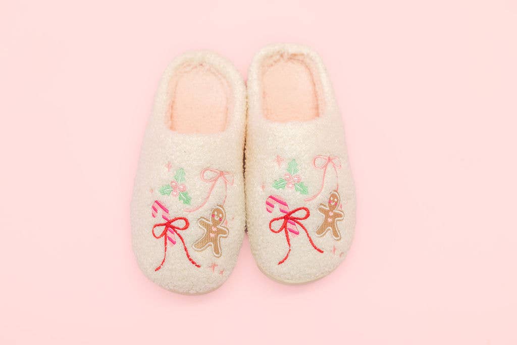 Gingerbread Bows - Christmas Sweets Slippers - Adult 4 sizes - themonogram manor 