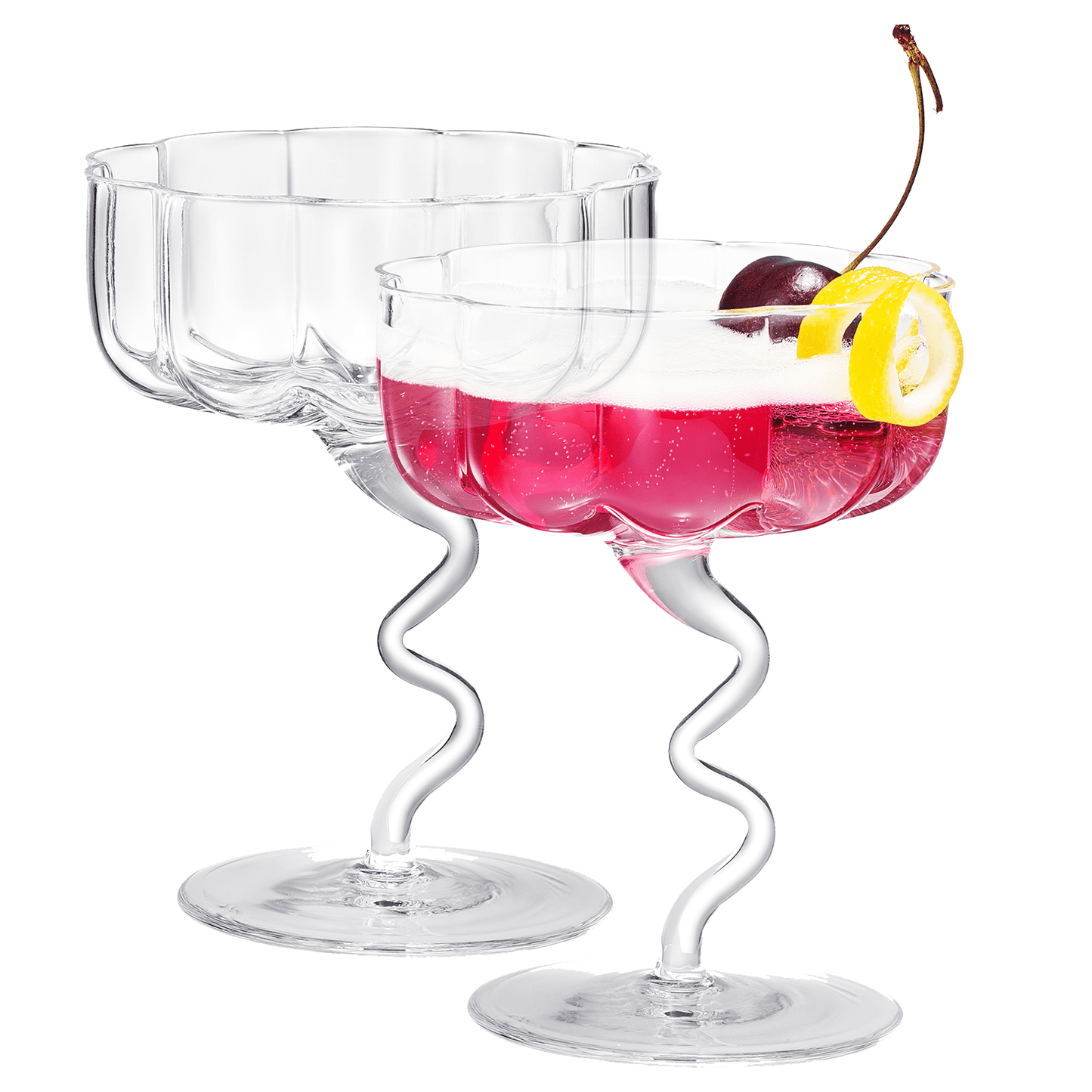 Asteria Champagne Coupe Cocktail Glassware, Clear, Set of 2 - themonogram manor 