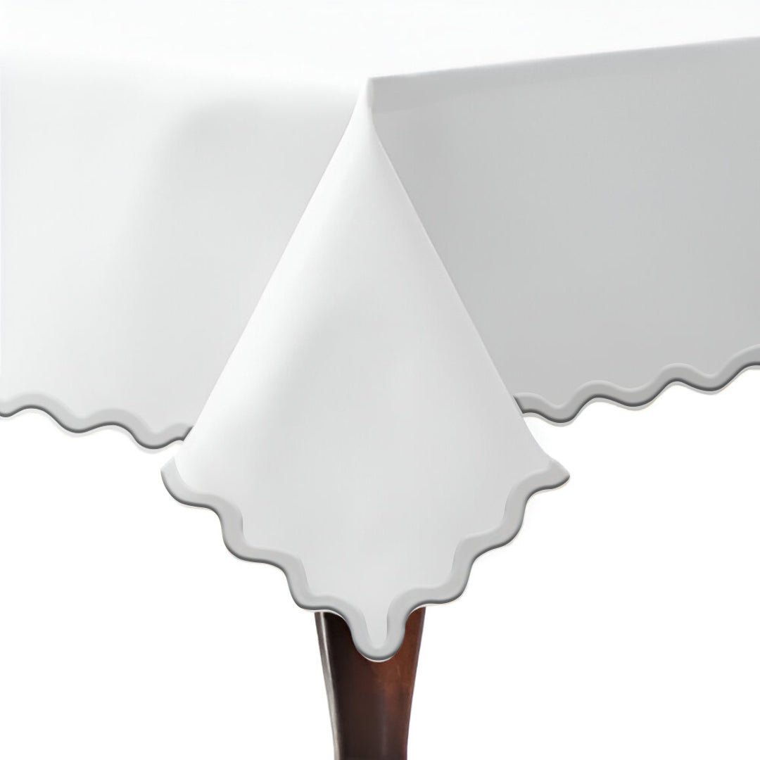 Applique Scalloped Embroidery Cotton Table Cloth - themonogram manor 