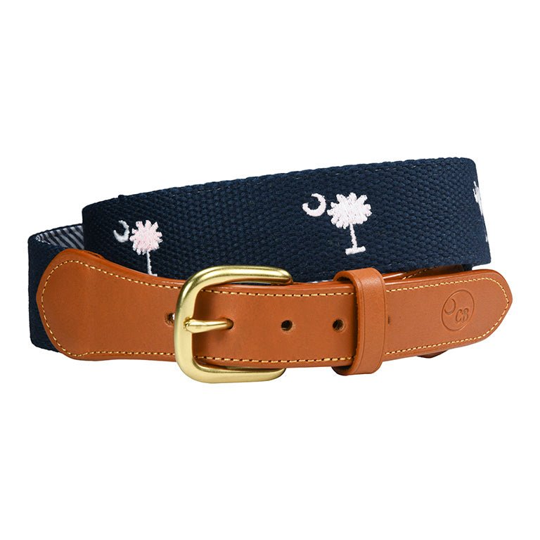 SC State Flag Belt Palmetto Moon on Cotton Web - themonogram manor 