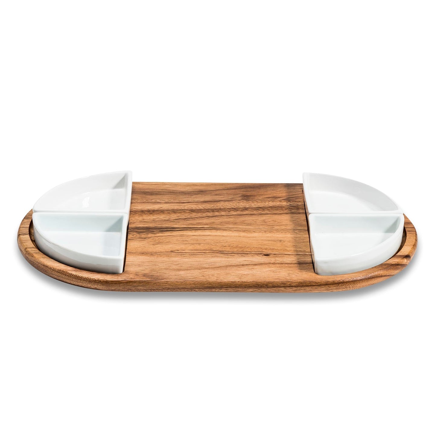 Charcuterie / Serving Tray w/ 4 Triangular Ceramic Bowls - themonogram manor 