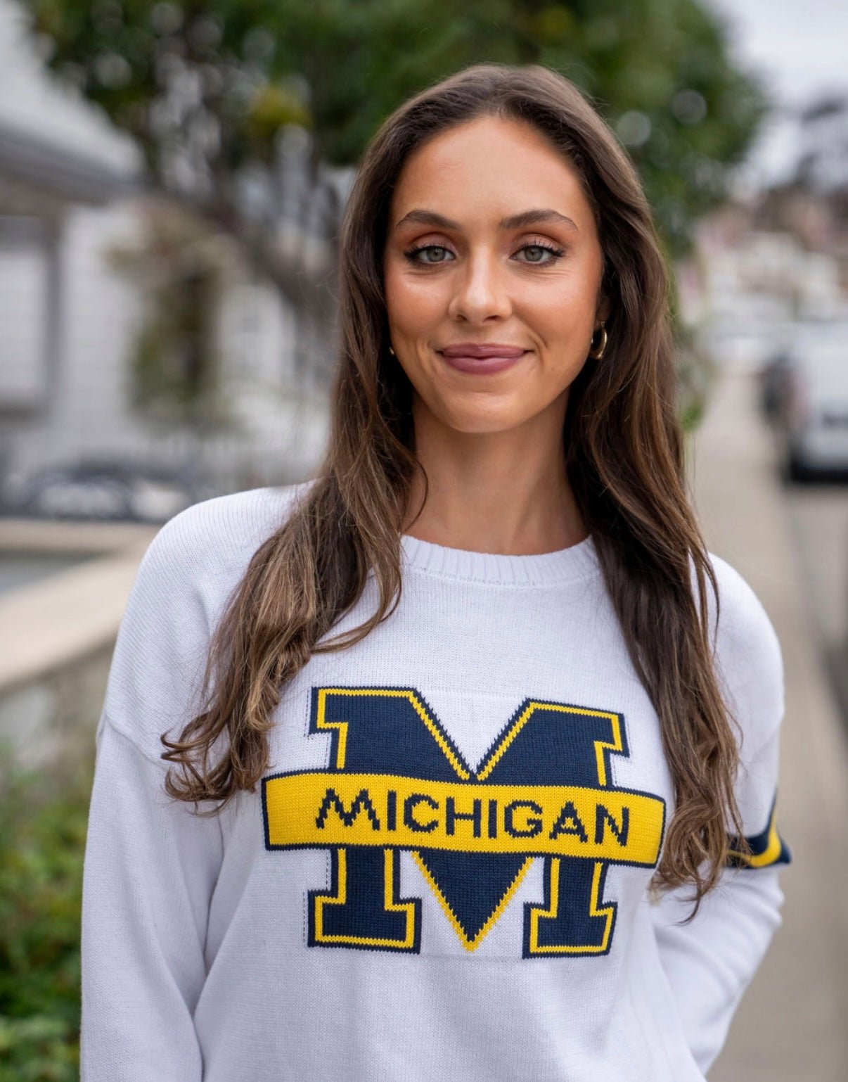 Michigan Long Sleeve – White Sweater - themonogram manor 