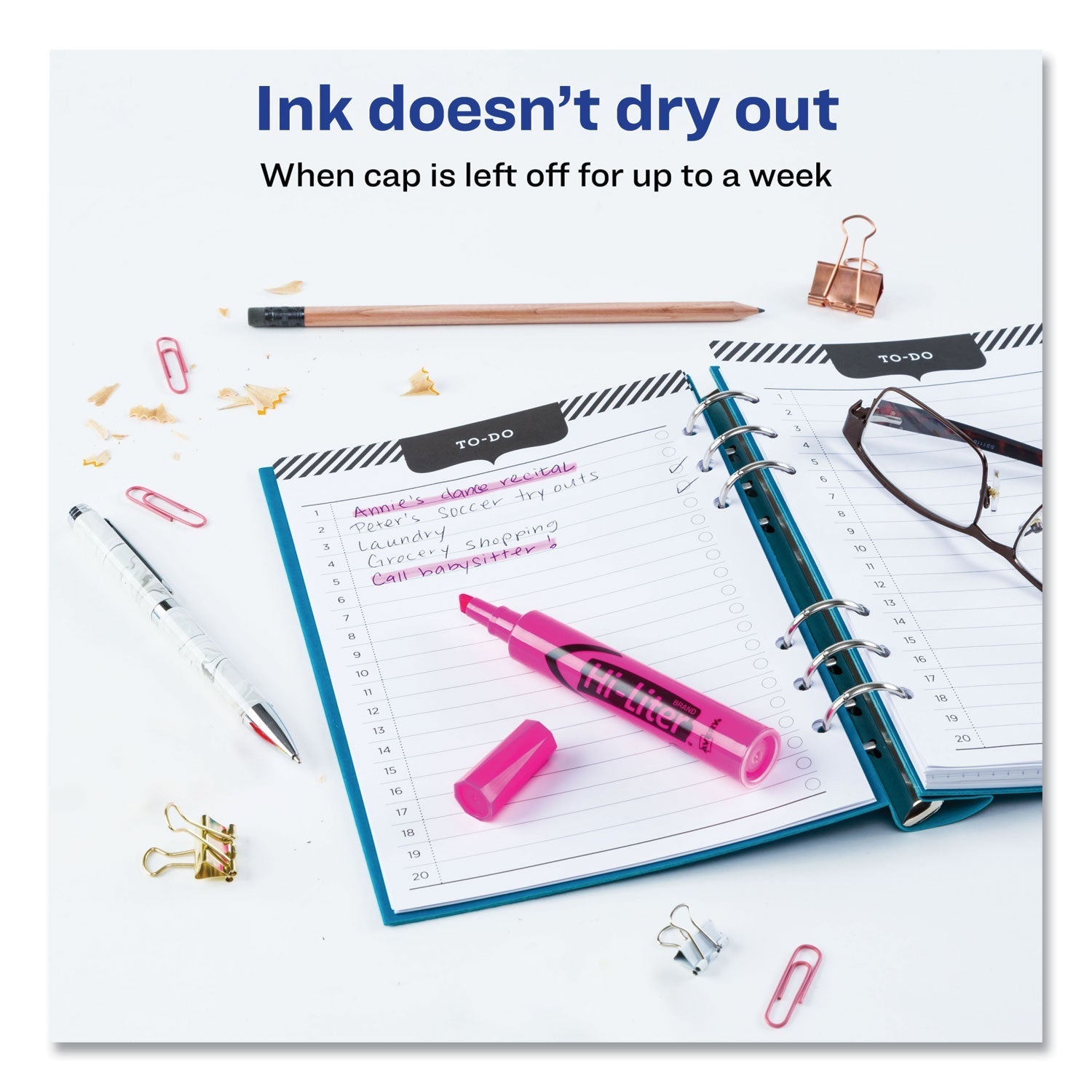 Avery HI - LITER Desk - Style Highlighters, Fluorescent Pink Ink, Chisel Tip, Pink/Black Barrel, Dozen - themonogram manor 