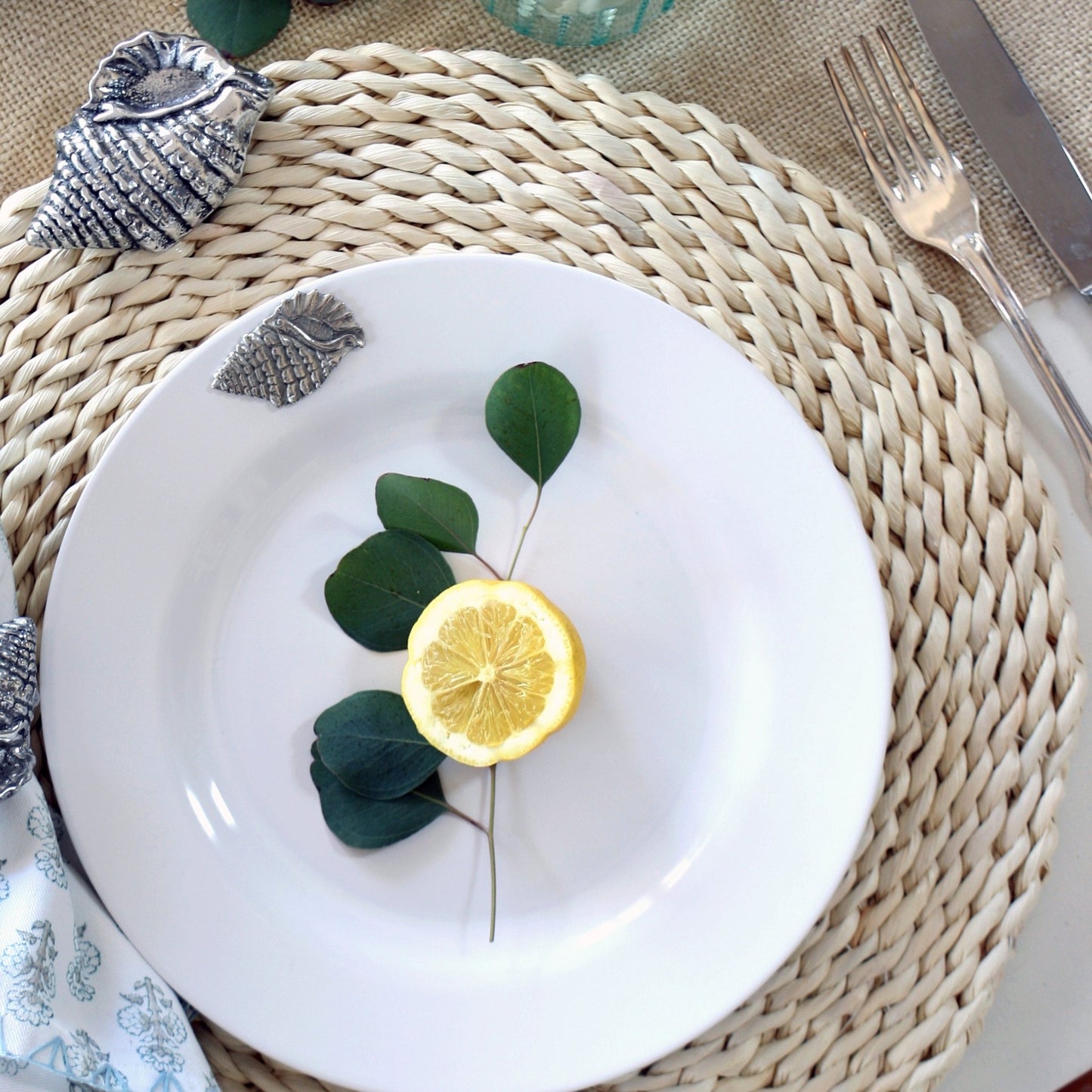 Sea Shell Twisted Seagrass Placemats - set of 4 - themonogram manor 