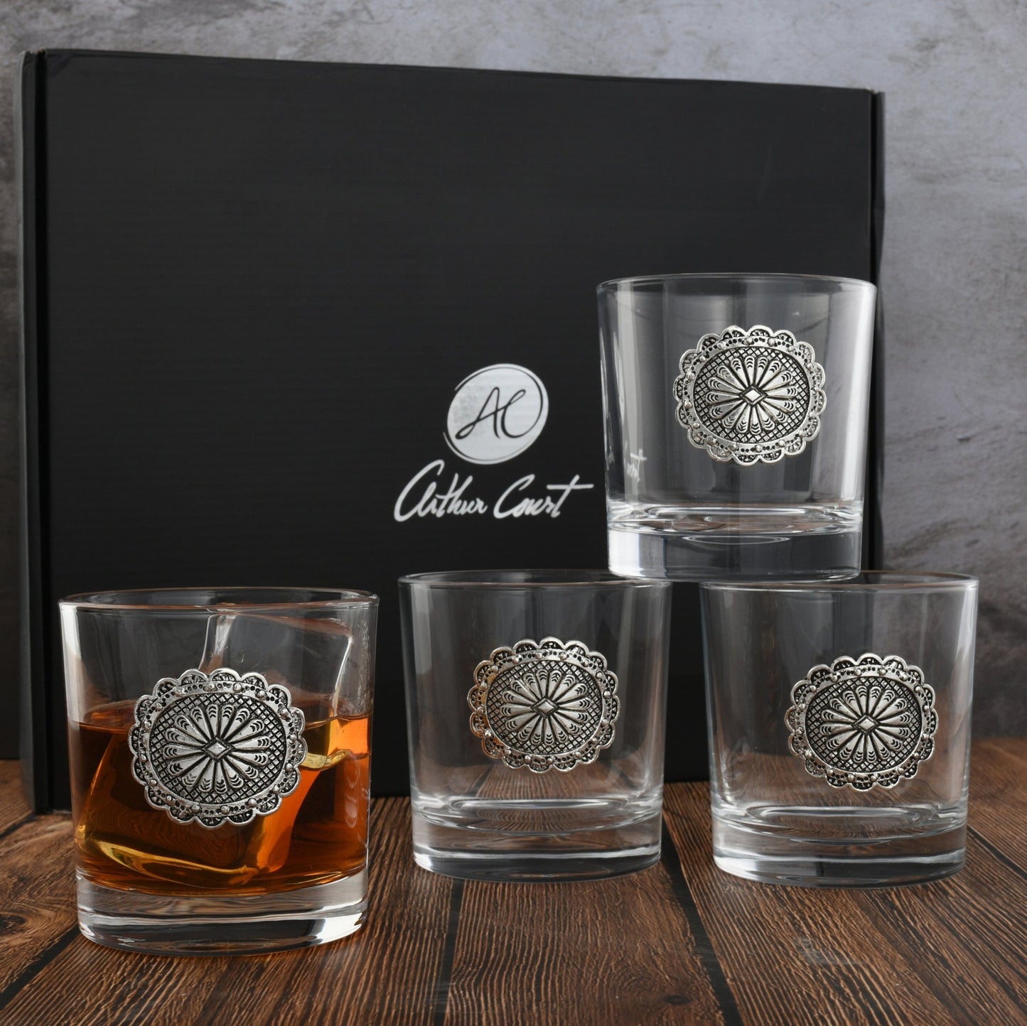 Western Concho Bar Glasses Set of 4 - themonogram manor 