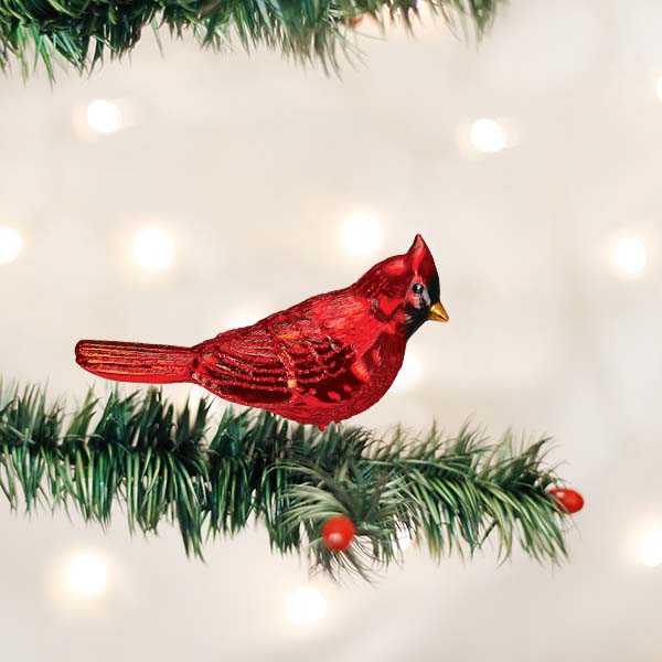Shiny Red Northern Cardinal Ornament - themonogram manor 