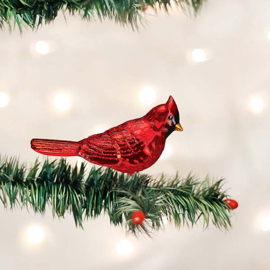 Shiny Red Northern Cardinal Ornament - themonogram manor 