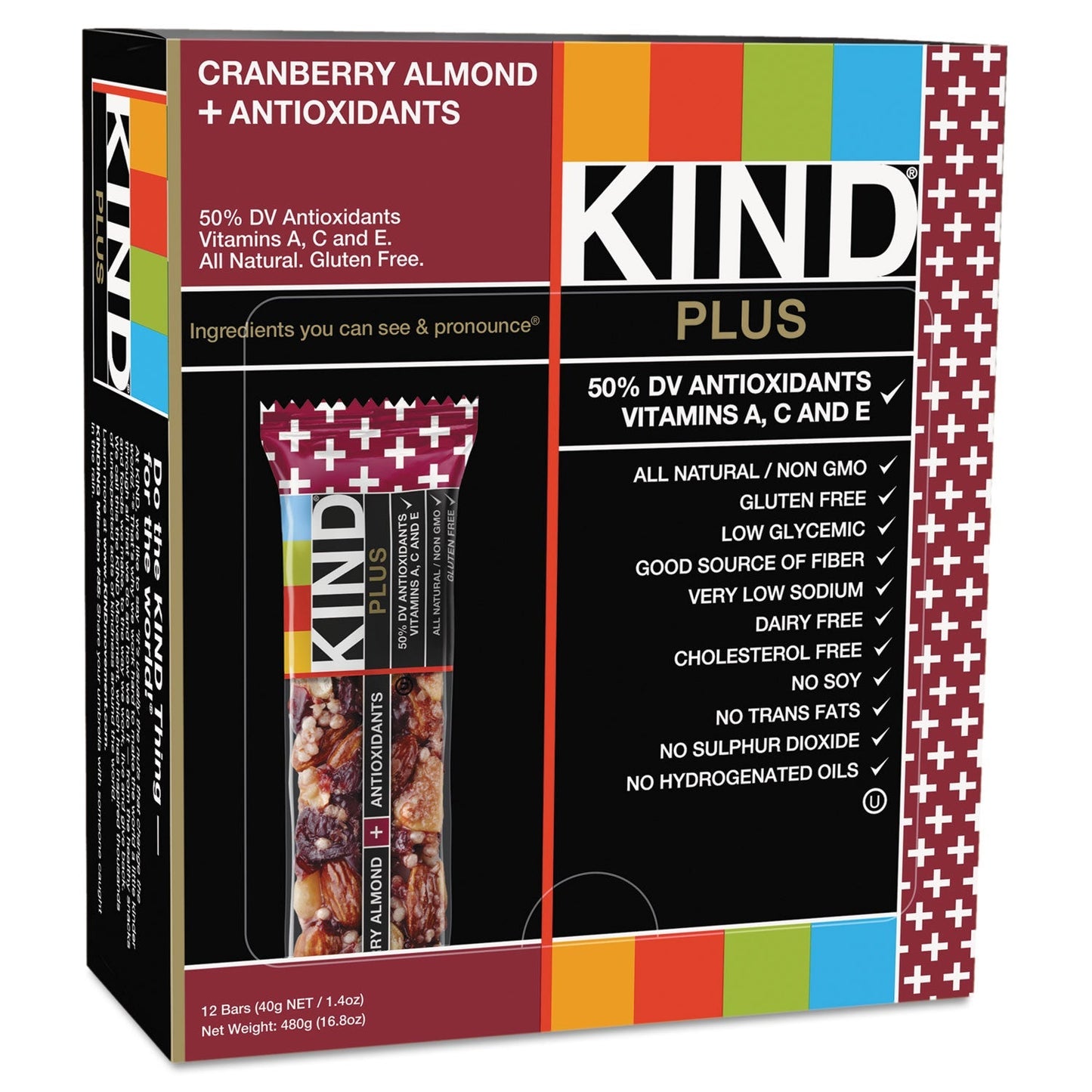 KIND Plus Nutrition Boost Bar, Cranberry Almond and Antioxidants, 1.4 oz, 12/Box - themonogram manor 