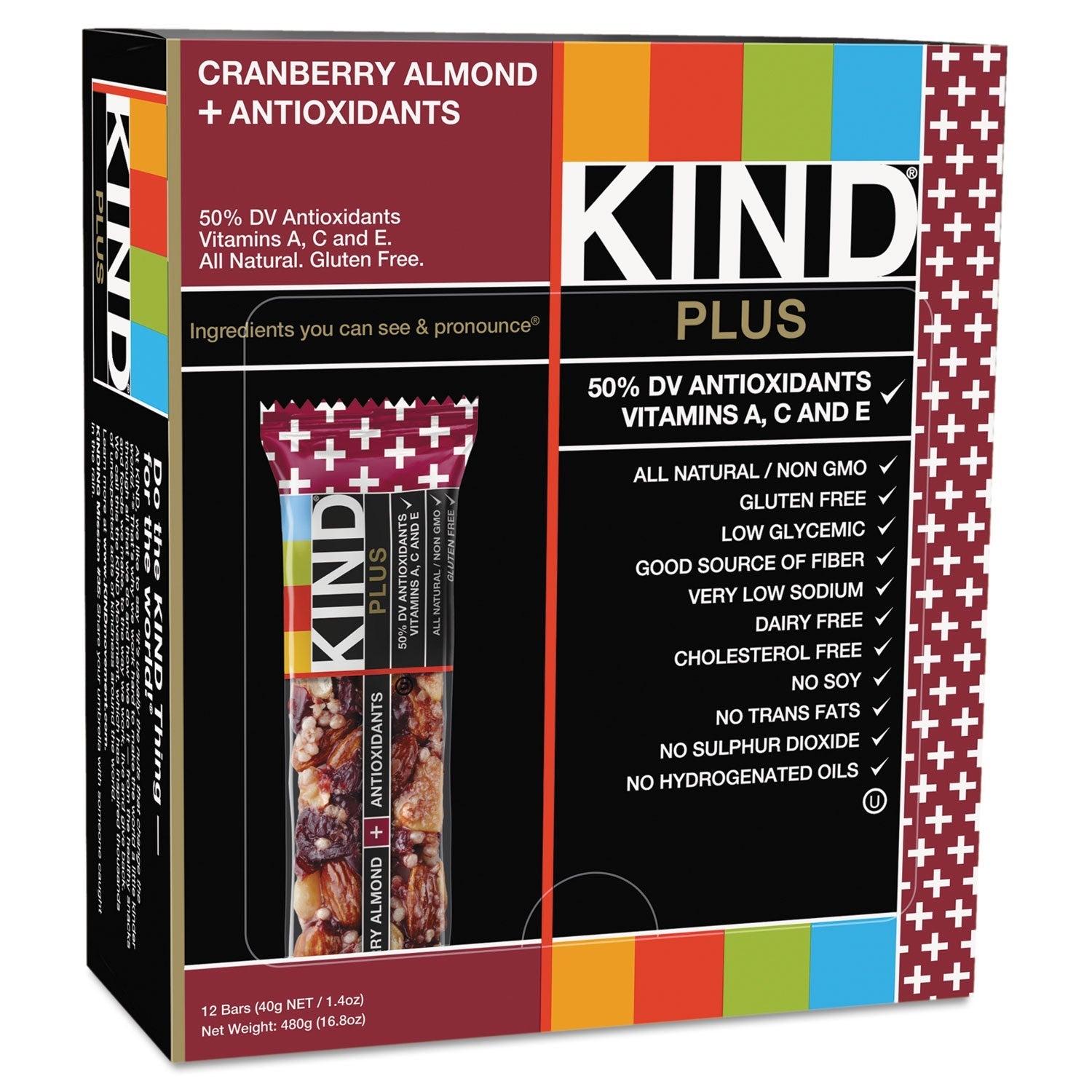 KIND Plus Nutrition Boost Bar, Cranberry Almond and Antioxidants, 1.4 oz, 12/Box - themonogram manor 