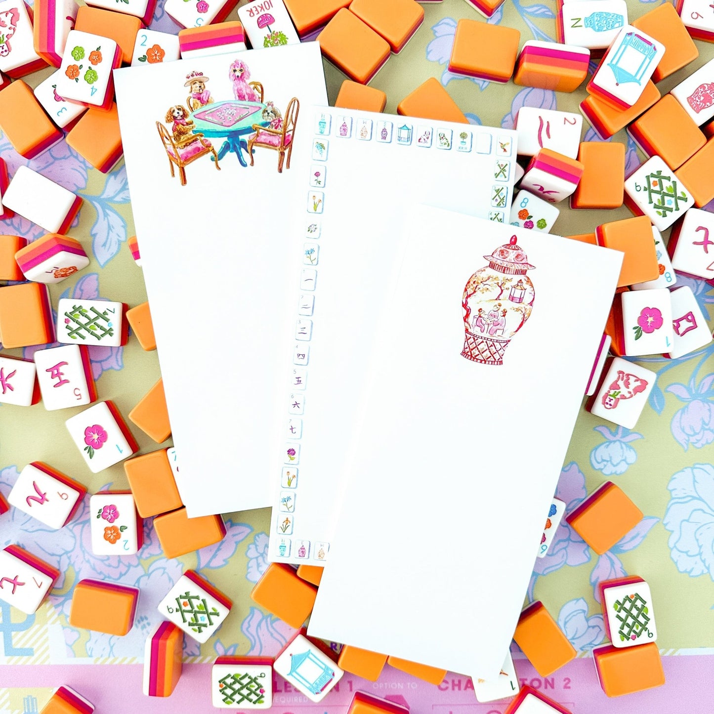 Sunset Mahjong Tiles Border Listpad - themonogram manor 