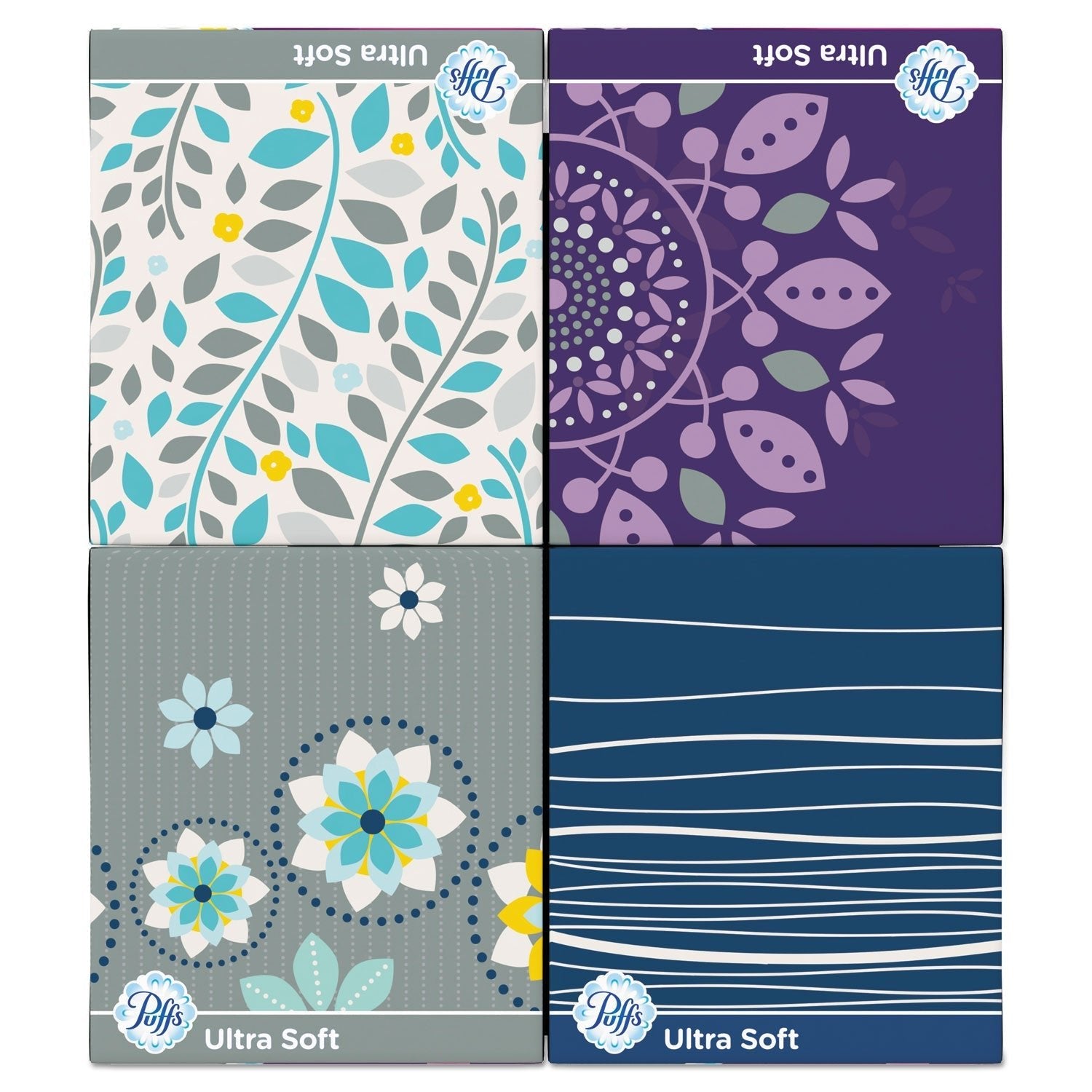 Puffs Ultra Soft Facial Tissue, 2 - Ply, White, 56 Sheets/Box, 4 Boxes/Pack, 6 Packs/Carton - themonogram manor 