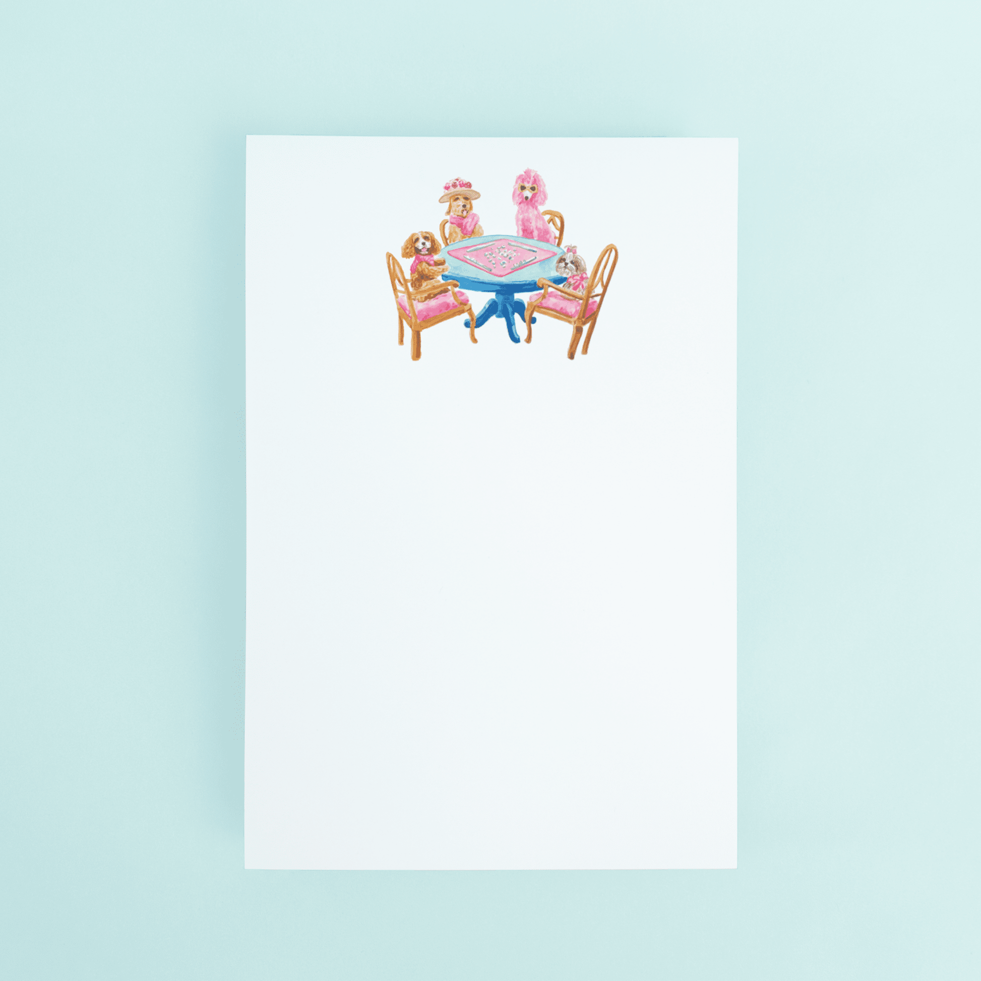 Dogs Playing Mahjong Notepad - themonogram manor 