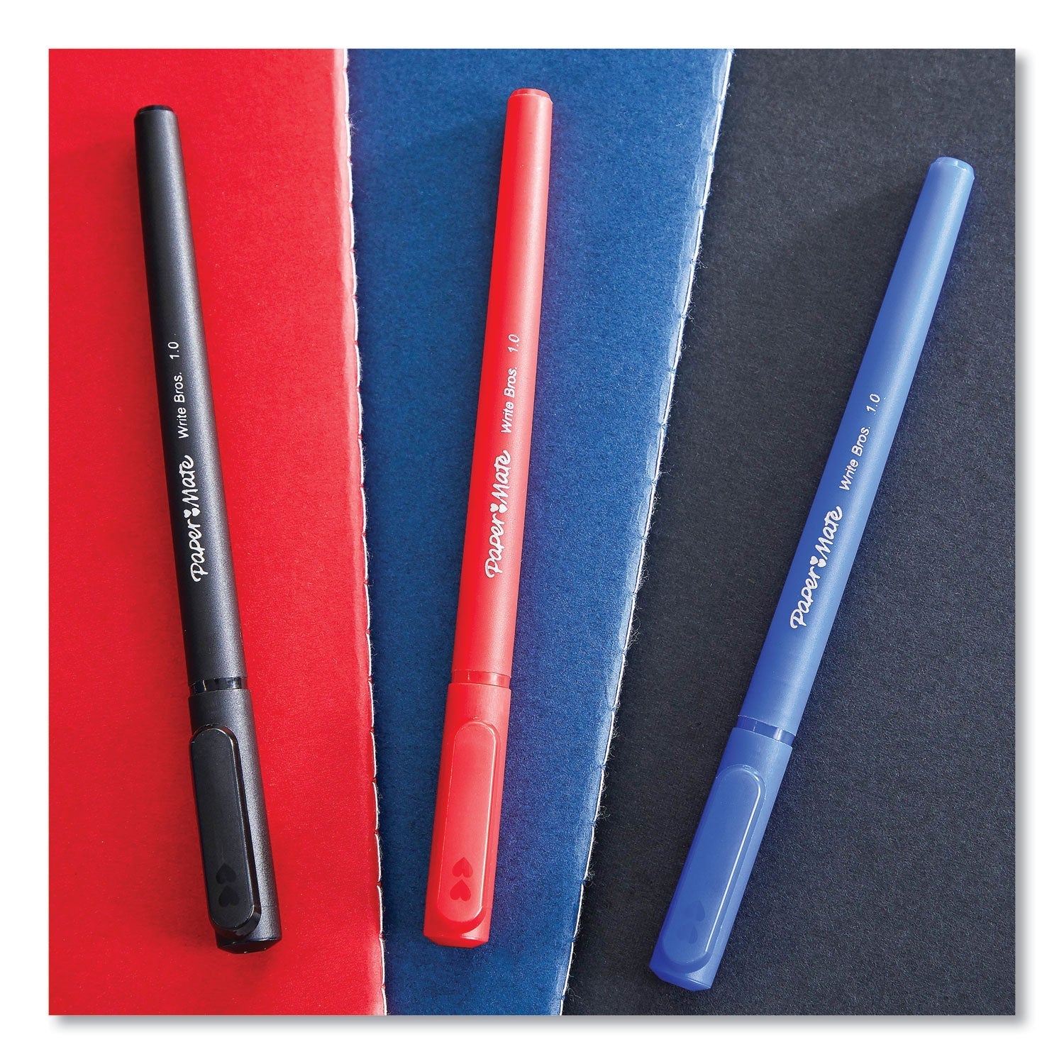 Paper Mate Write Bros. Ballpoint Pen, Stick, Bold 1.2 mm, Blue Ink, Blue Barrel, Dozen - themonogram manor 