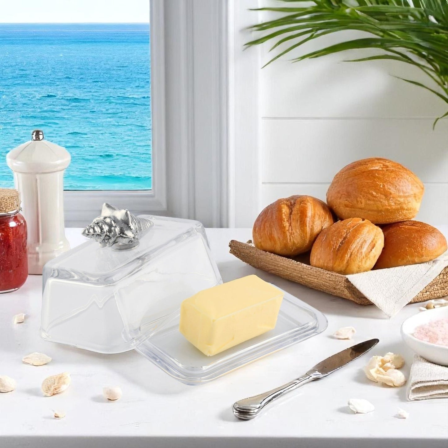Glass Butter Dish - Shell - themonogram manor 