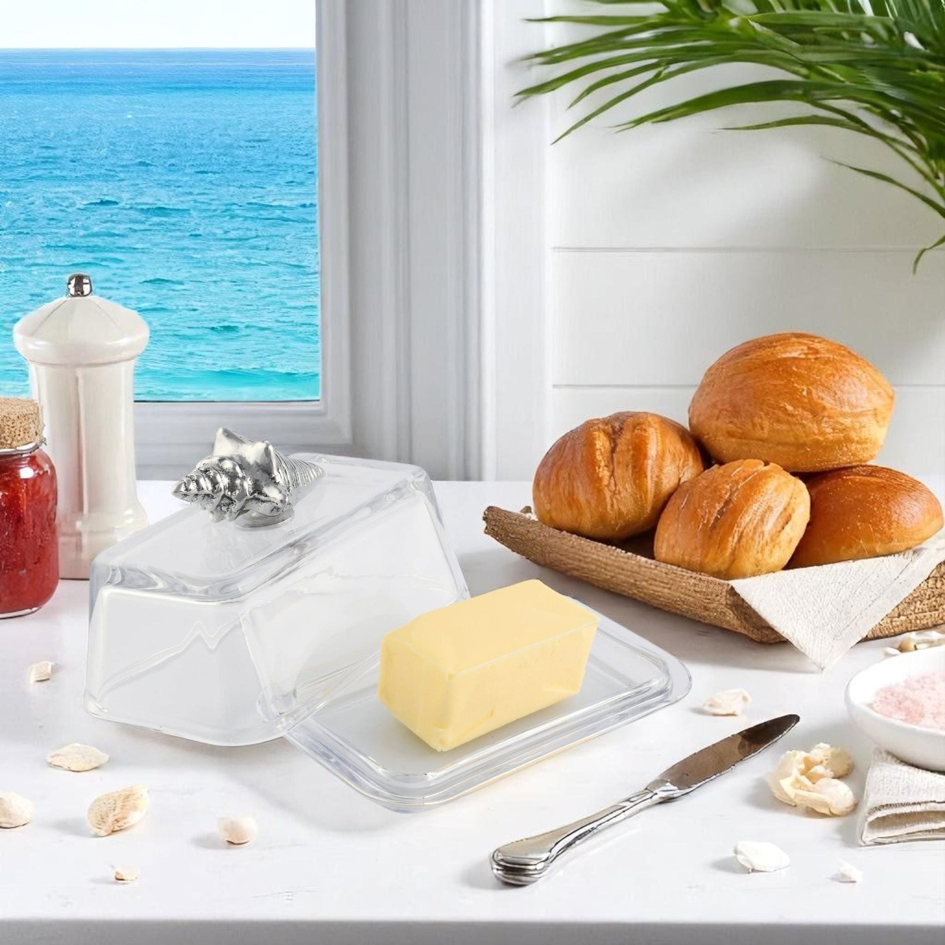Glass Butter Dish - Shell - themonogram manor 