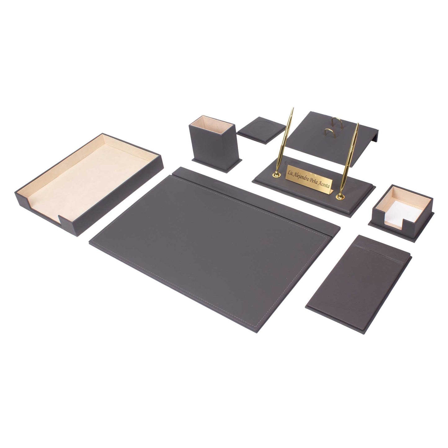 MOOG Leather Desk Set - Single Document Tray - White - 10 PCS - themonogram manor 