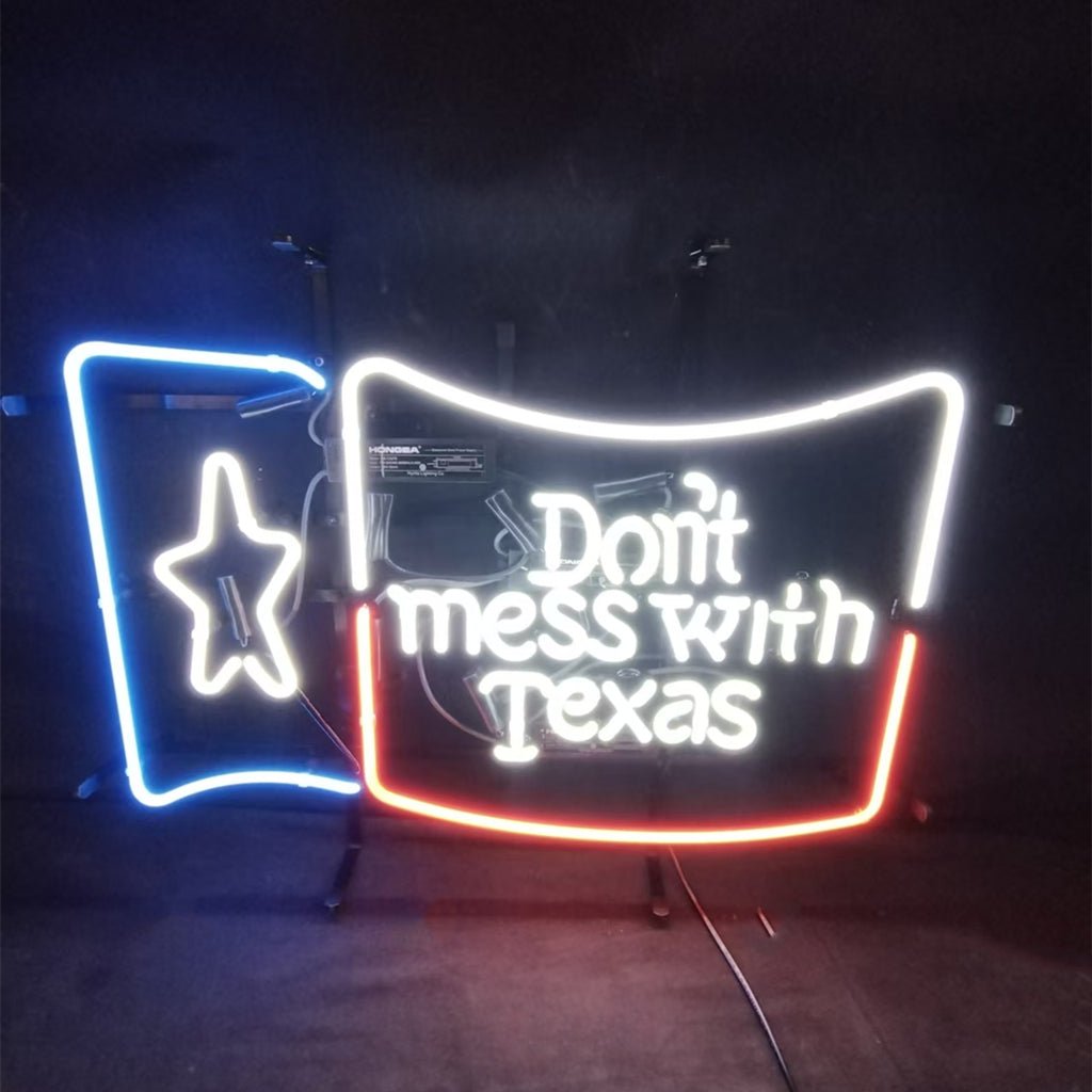 Don't Mess with Texas Lone Star Beer Neon Signs - themonogram manor 