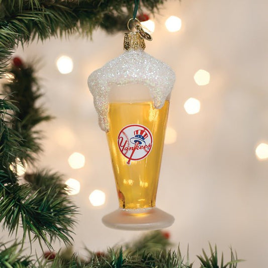 Yankees Glass Of Beer Ornament - themonogram manor 