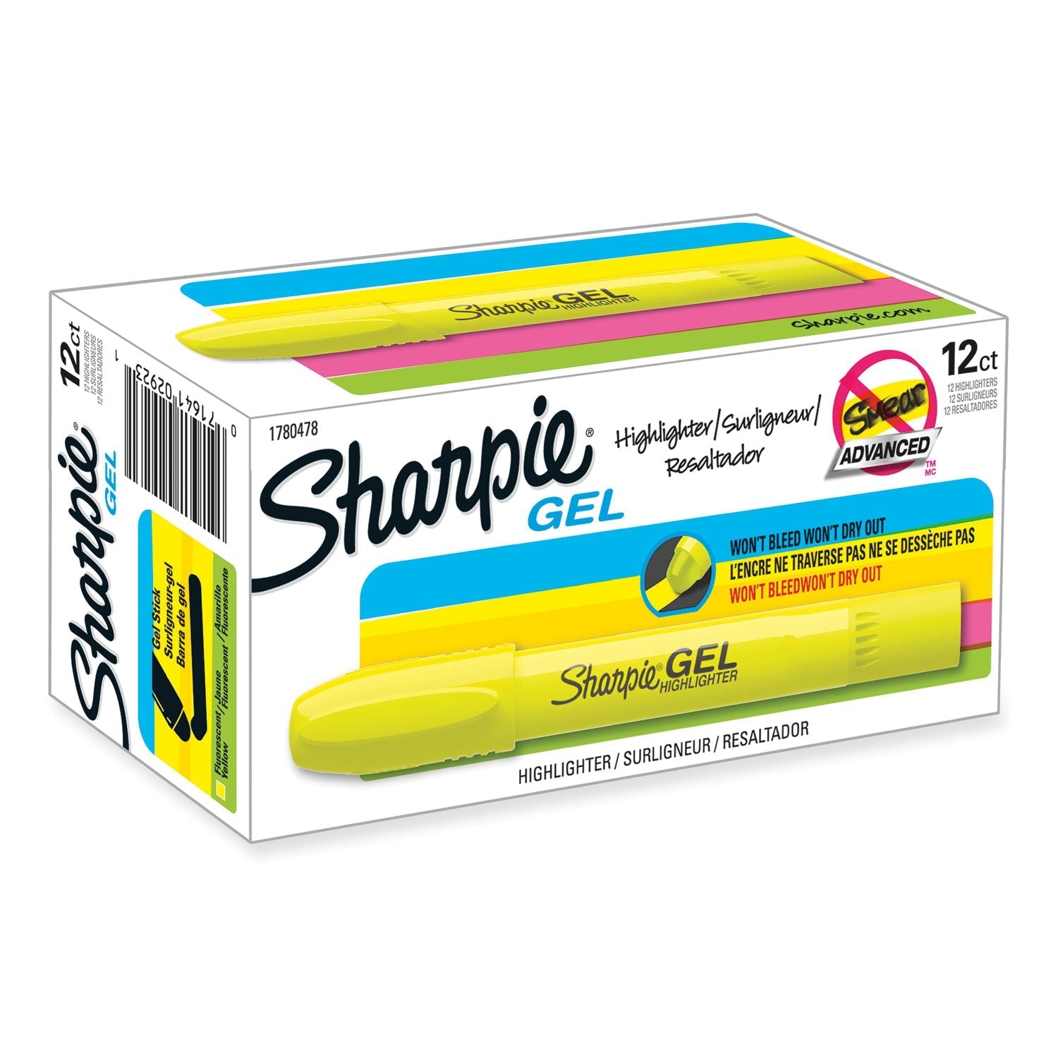 Sharpie Gel Highlighters, Fluorescent Yellow Ink, Bullet Tip, Yellow Barrel - themonogram manor 