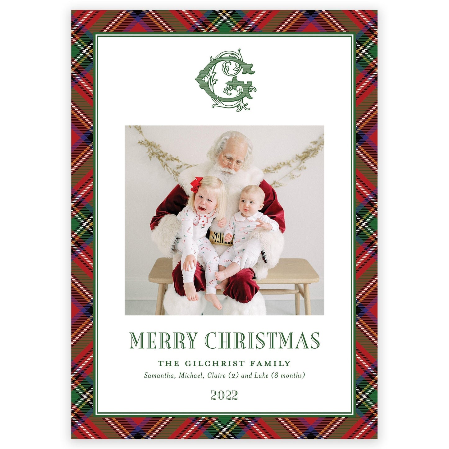 christmas tartan portrait holiday card - themonogram manor 