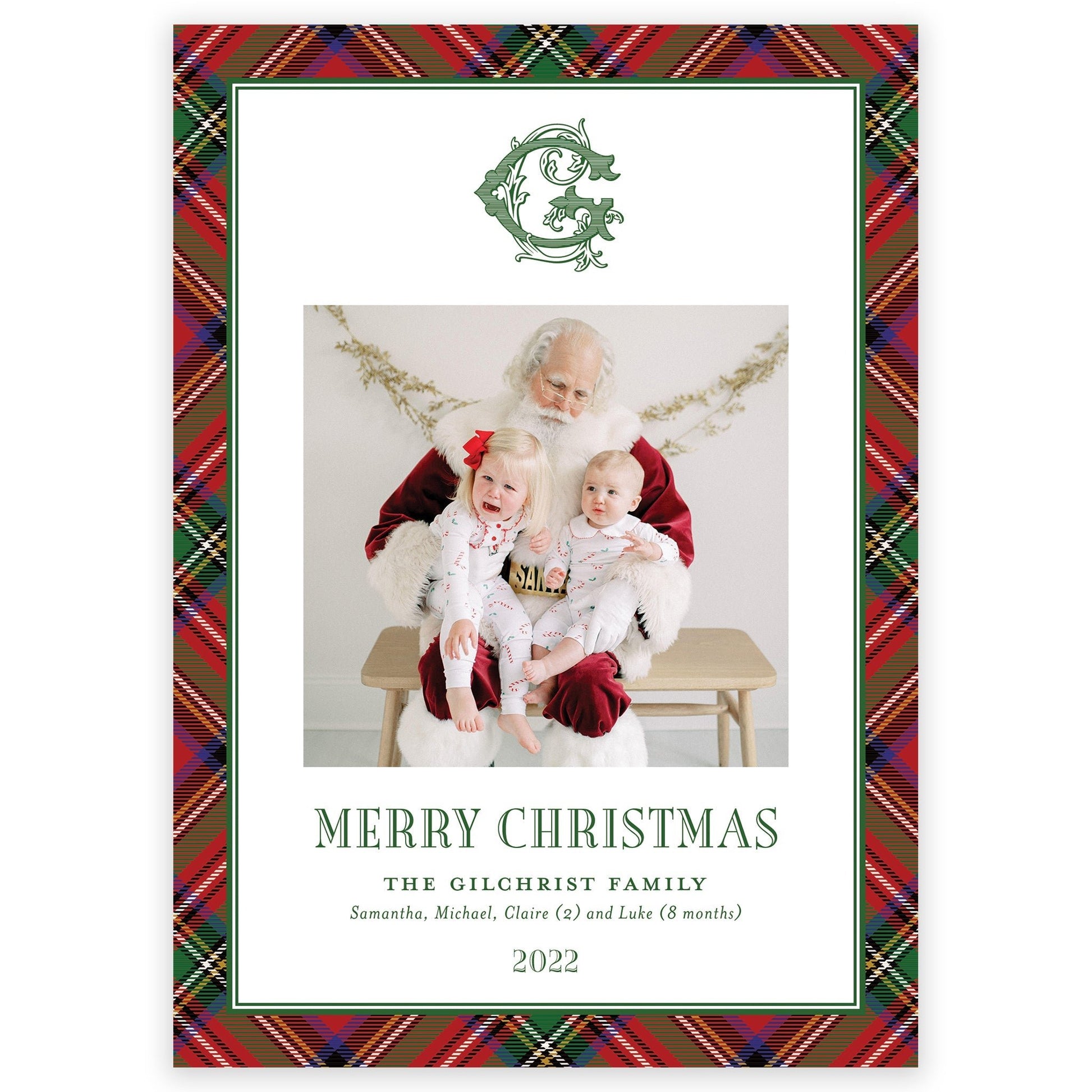 christmas tartan portrait holiday card - themonogram manor 