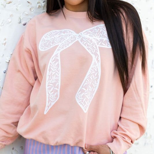 Bow 'Lace It Up' Lightweight Sweatshirt - themonogram manor 
