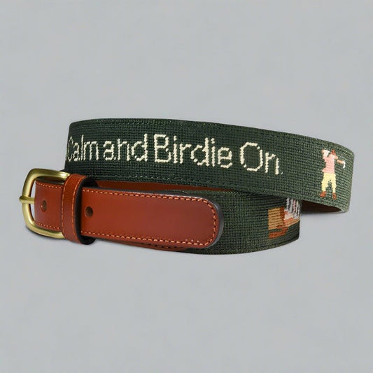 Golf Birdie On Needlepoint Belt (Final Sale) - themonogram manor 