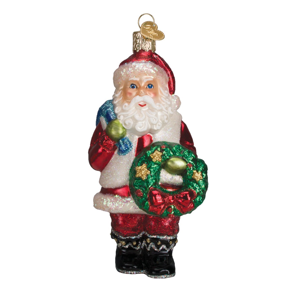 Santa With Wreath Ornament - themonogram manor 