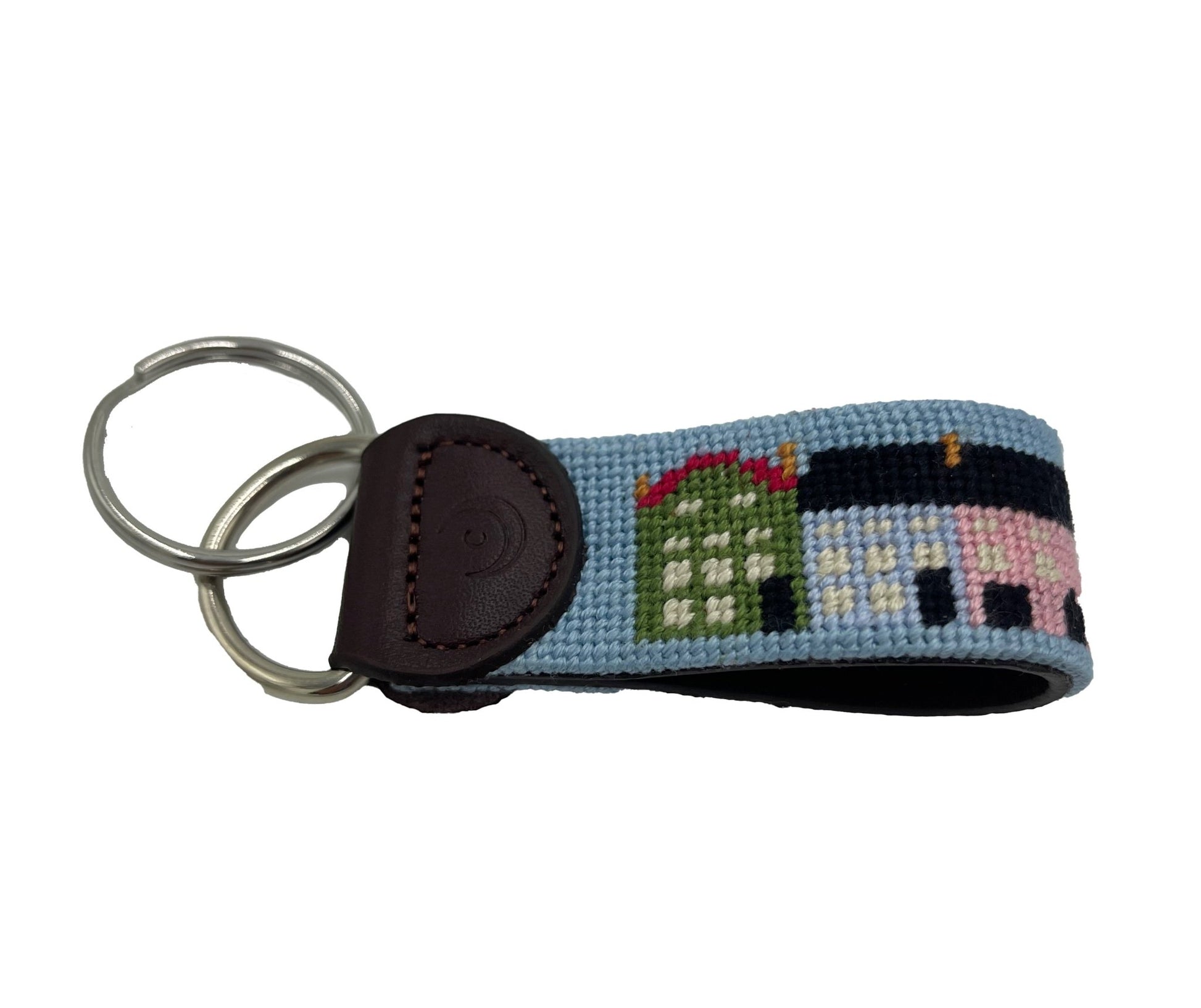 Key Fob - Charleston Rainbow Row Hand - stitched Needlepoint - themonogram manor 