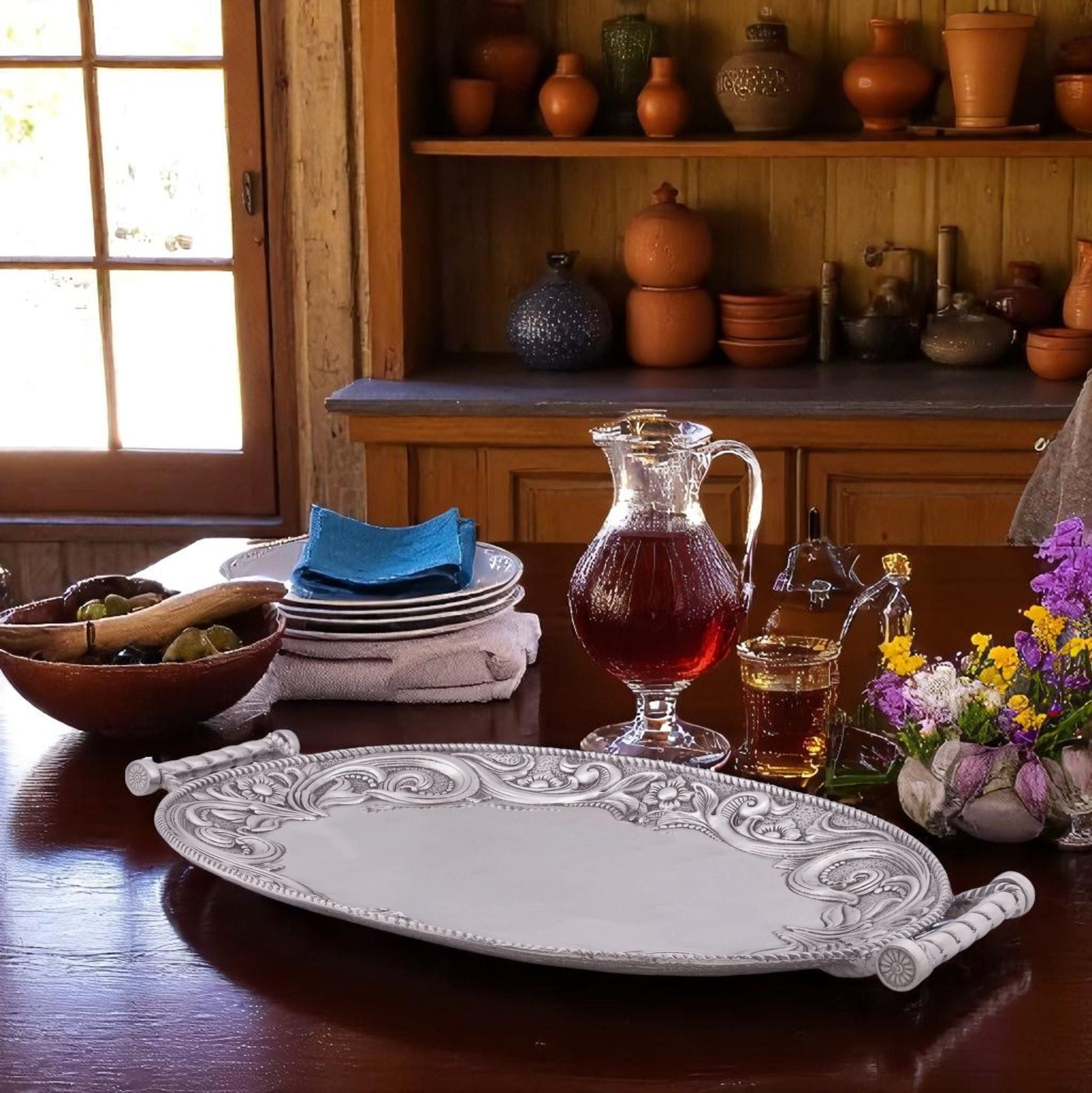 Western Leather Serving Tray - themonogram manor 