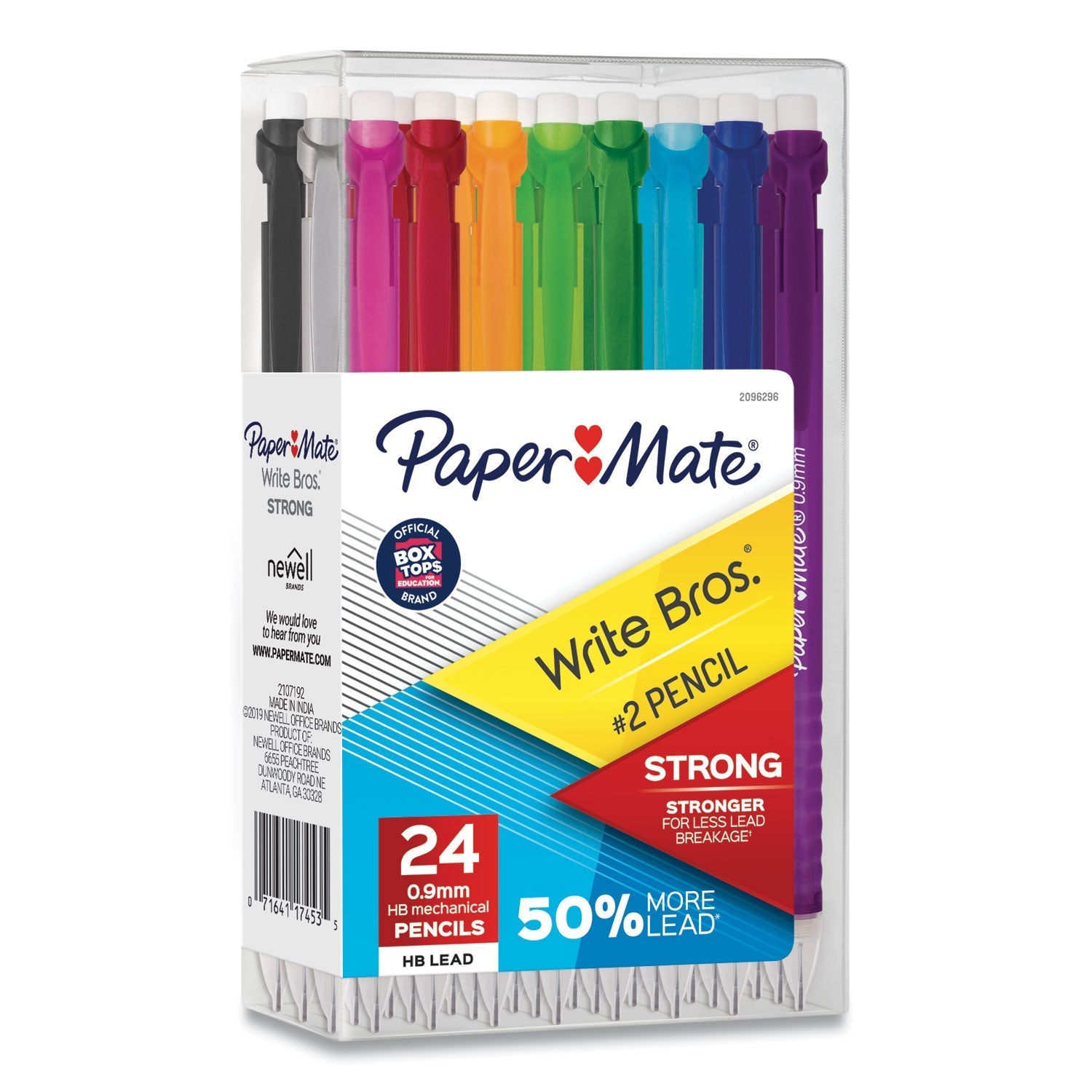 Paper Mate Write Bros Mechanical Pencil, 0.9 mm, HB (2), Black Lead, Assorted Barrel Colors, 24/Pack - themonogram manor 