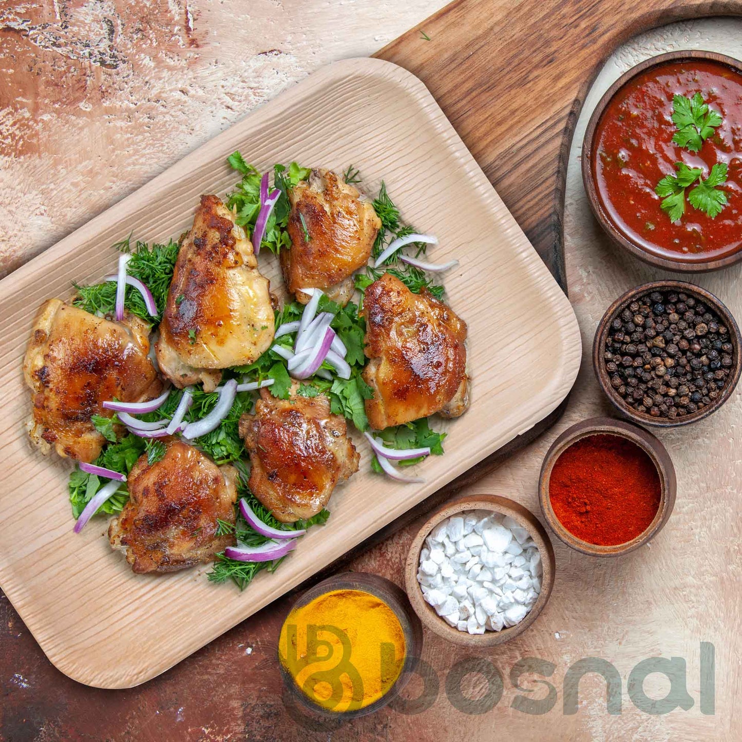 Bosnal - Palm Leaf Biodegradable Plates, 9 x 6 inch Rectangle - themonogram manor 