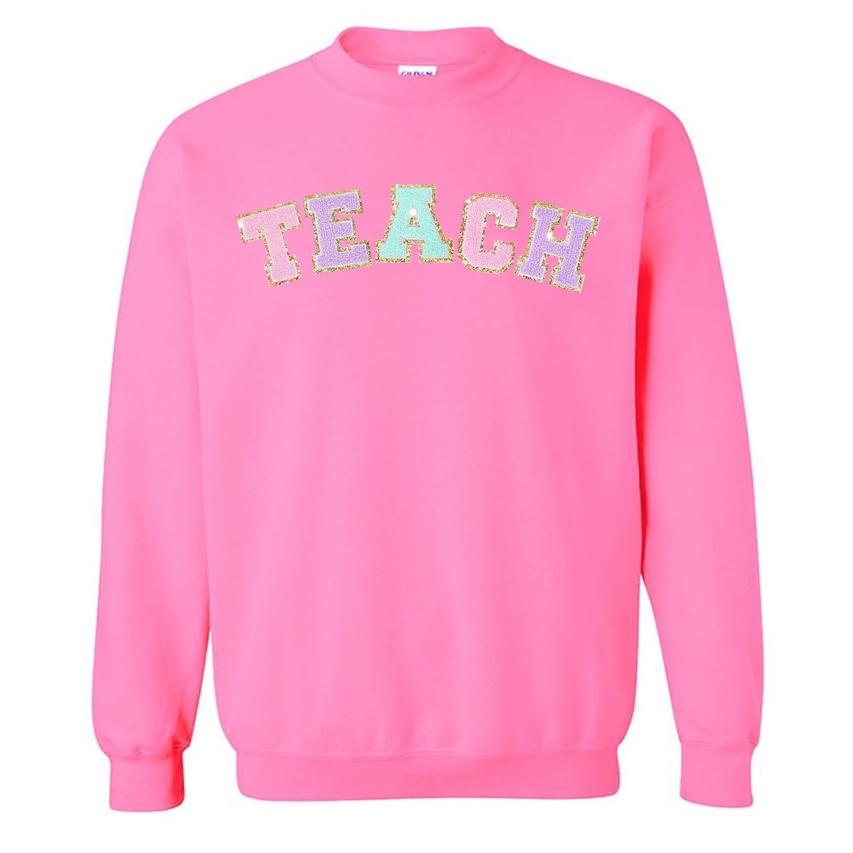 Teach Letter Patch Crewneck Sweatshirt - themonogram manor 