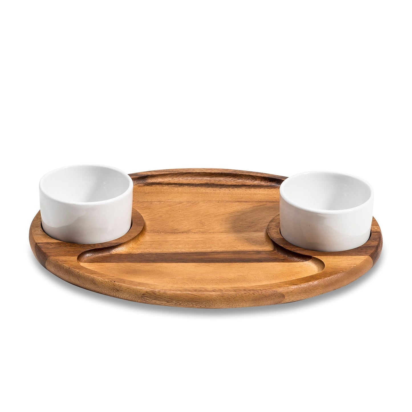 Charcuterie / Serving Tray w/ 2 Ceramic Bowls w/ Lids - themonogram manor 