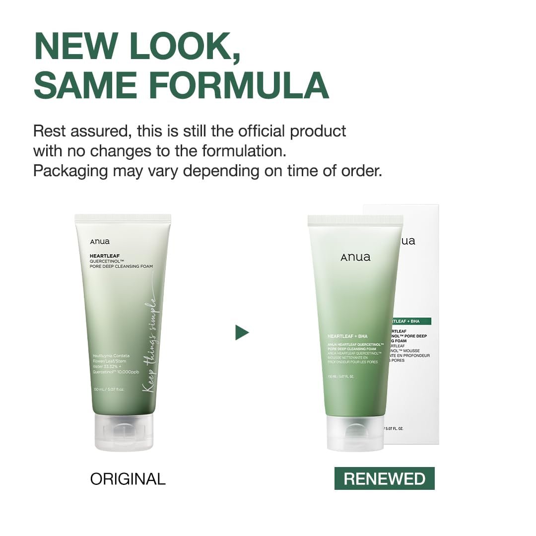 Heartleaf Quercetinol Pore Deep Cleansing Foam, Facial Cleanser, for Double Cleansing, BHA, Hyaluronic Acid, Glycerin, Face Wash, Blackhead Remover, Korean Skincare (150Ml/5.07 Fl.Oz.) - themonogram manor 