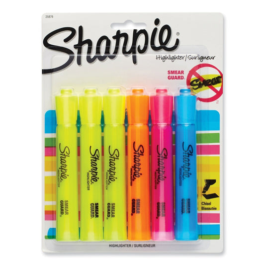 Sharpie Tank Style Highlighters, Assorted Ink Colors, Chisel Tip, Assorted Barrel Colors, 6/Set - themonogram manor 