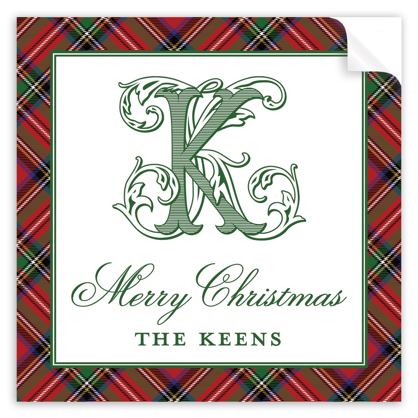 christmas tartan holiday stickers - themonogram manor 