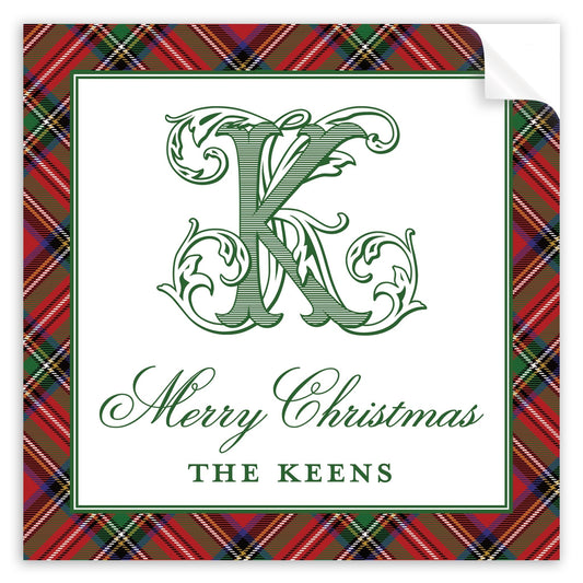 christmas tartan holiday stickers - themonogram manor 