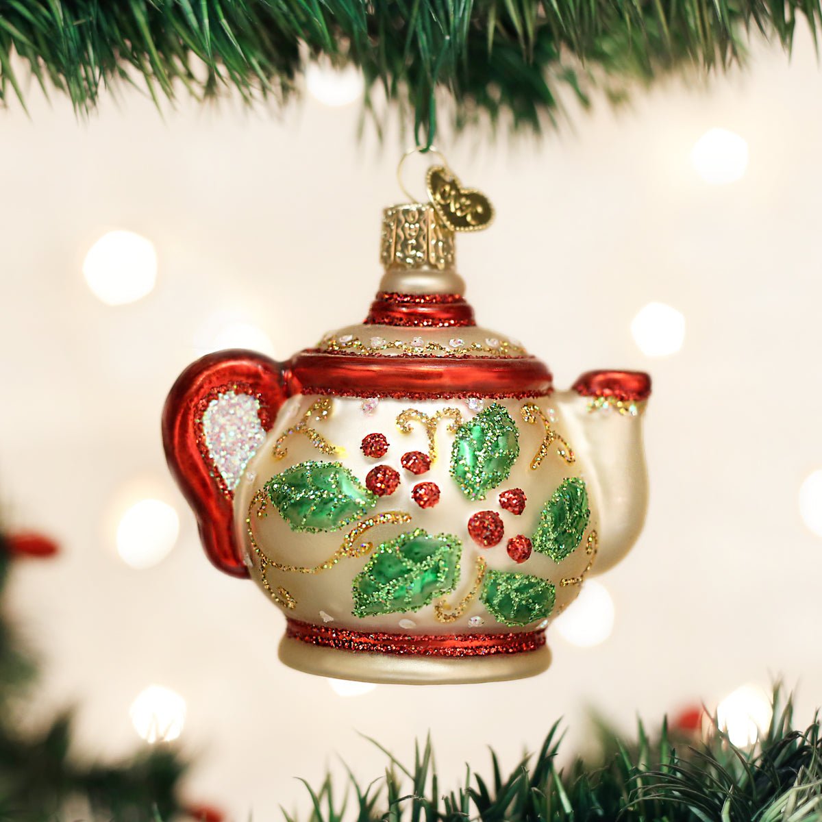 Holly Teapot Ornament - themonogram manor 