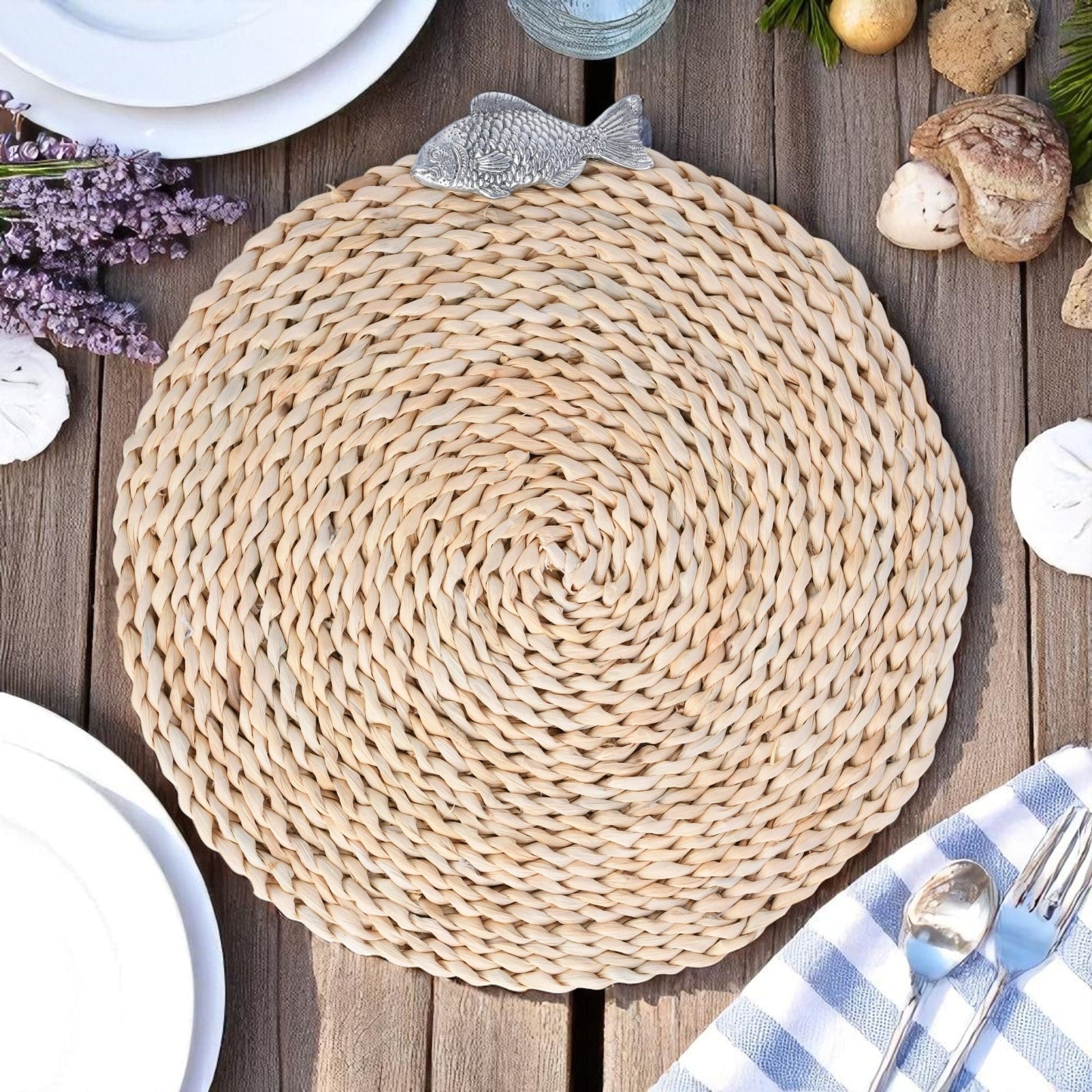 Fish Twisted Seagrass Placemats - set of 4 - themonogram manor 