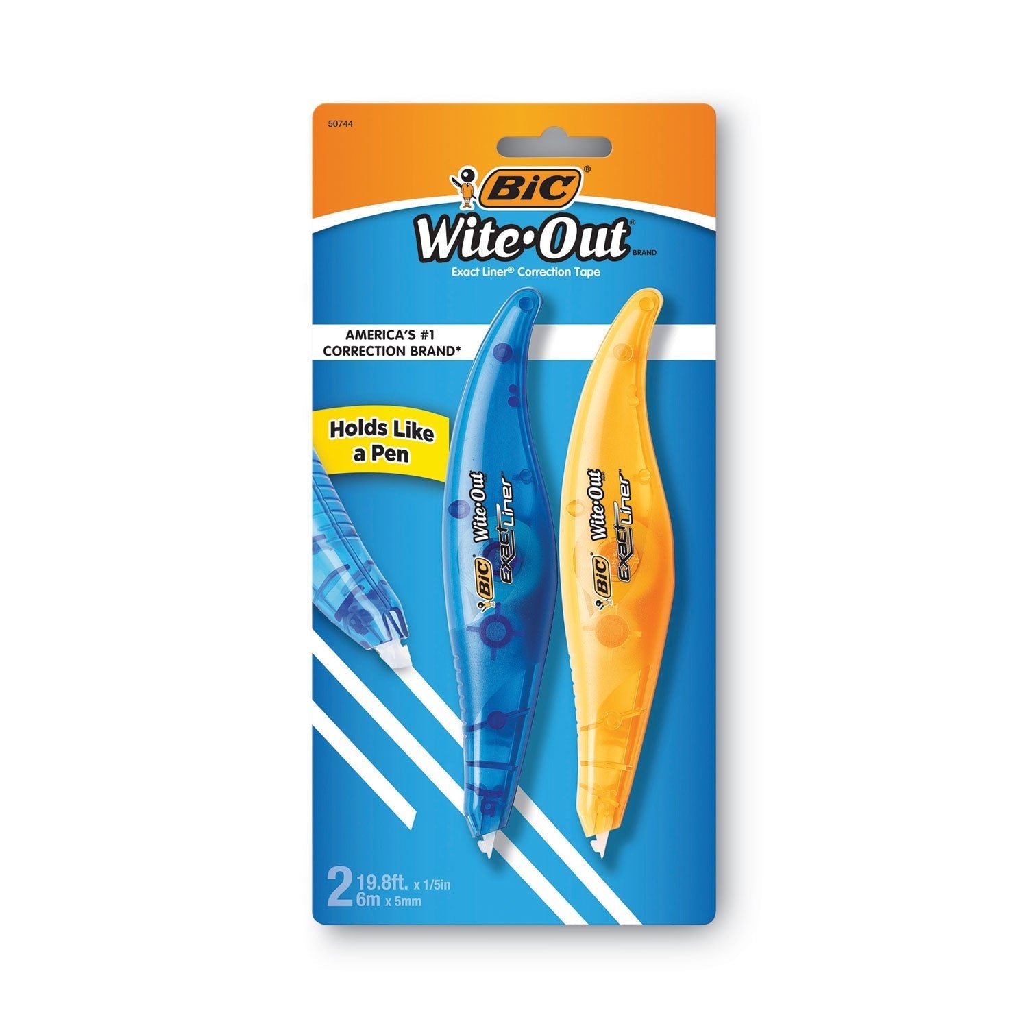 BIC Wite - Out Brand Exact Liner Correction Tape, Non - Refillable, Blue/Orange Applicators, 0.2" x 236", 2/Pack - themonogram manor 