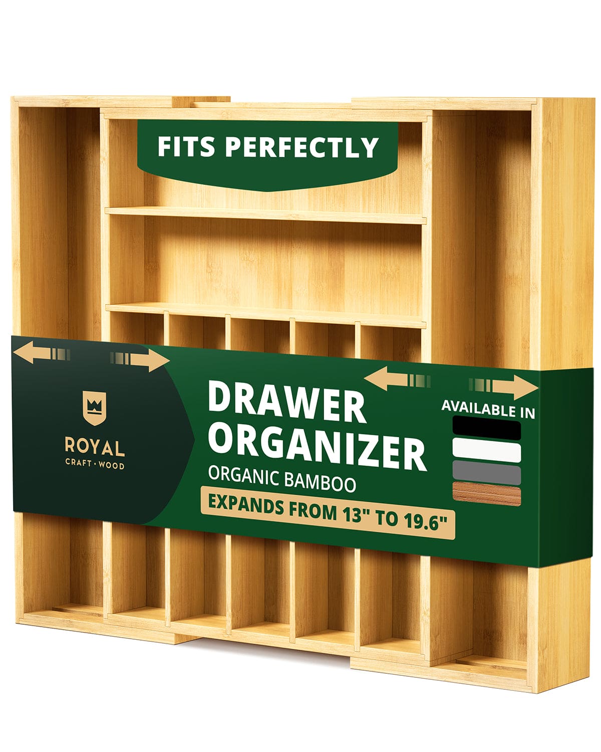 Silverware Drawer Organizer, Natural (9 Slots) - themonogram manor 