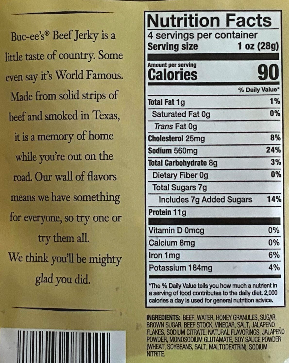 Buc - ee's Jalapeño Honey Beef Jerky - themonogram manor 