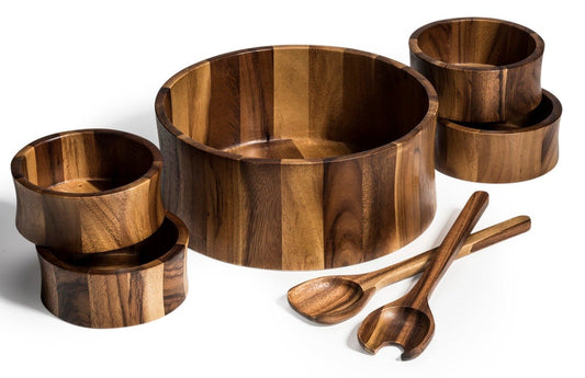 Extra Large Salad Bowl with Servers and 4 Individuals - 328C7 - themonogram manor 