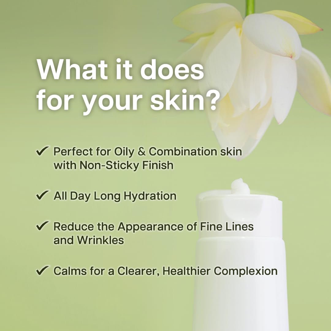 Calming Lotus Water Cream - Lightweight Moisturizer Face Cream for Oily, Combination Skin | 75% Lotus Water Extract for Skin Purifying, Anti-Aging | Vegan Korean Skincare (2.1 Fl.Oz, 60Ml) - themonogram manor 