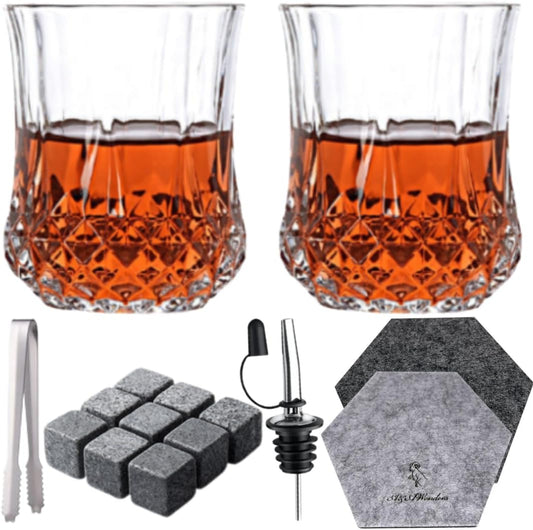 Whiskey Glasses 10oz Premium Scotch Glasses Set of 2 Old Fashioned Whiskey - themonogram manor 