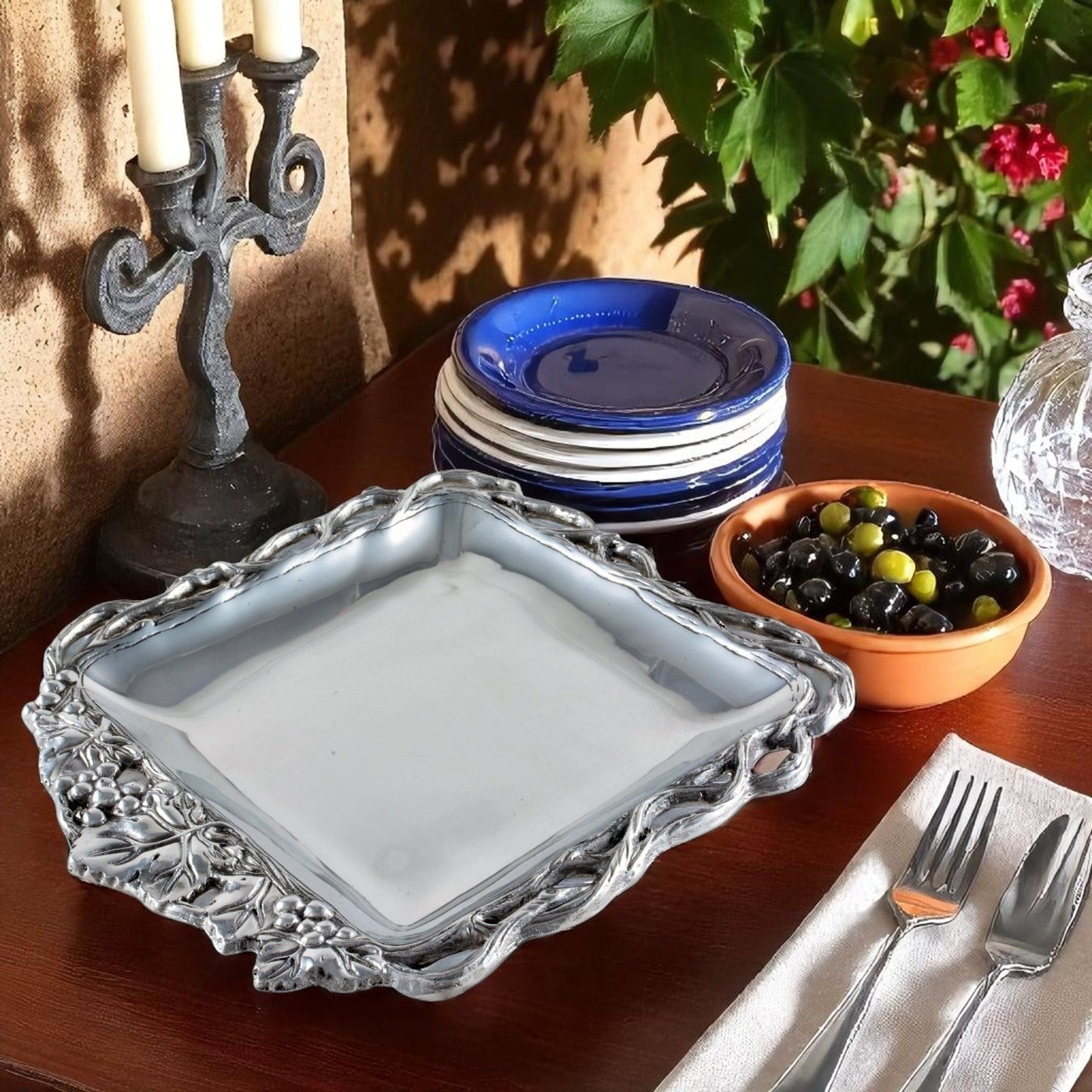 Grape Open Vine Square Tray 12 - themonogram manor 